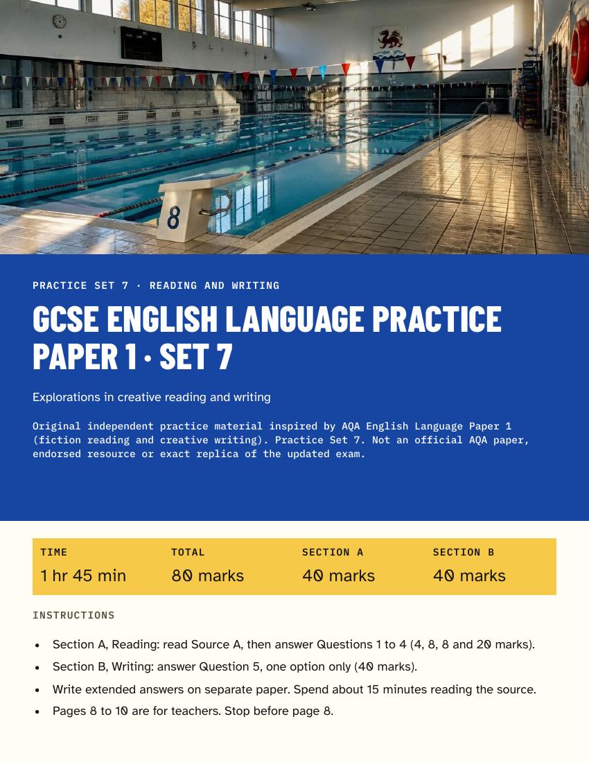 GCSE English Language Practice Paper Set 7 cover