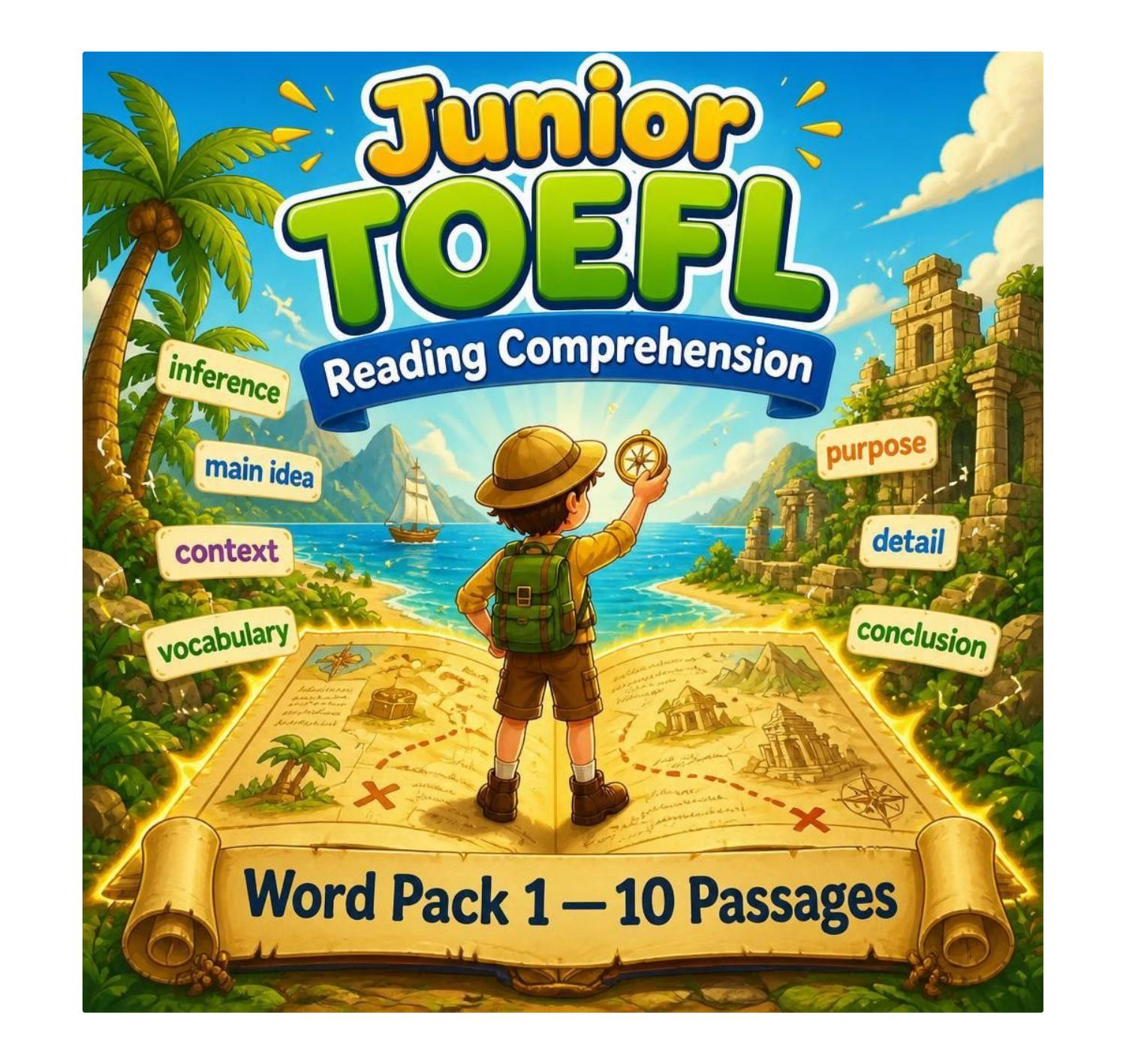 Junior TOEFL Reading Comprehension — Word Pack 1 (10 Passages with Answers) cover