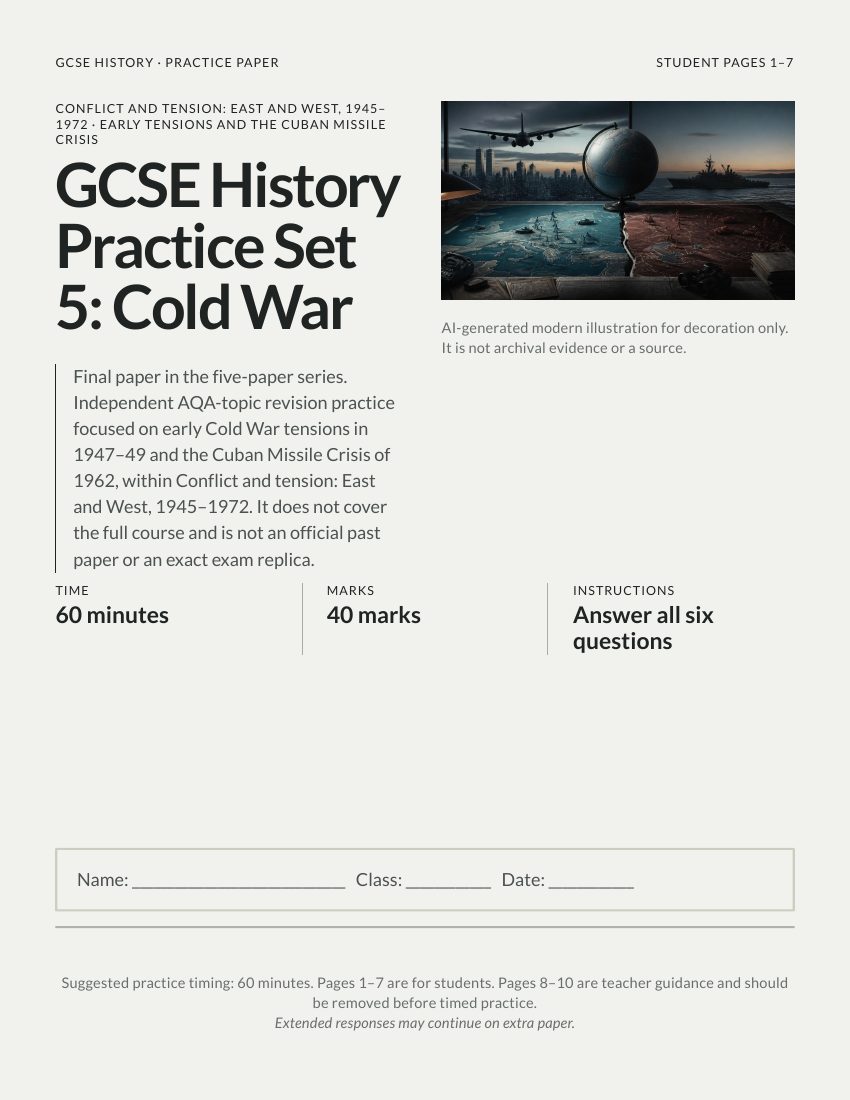 GCSE History Practice Set 5 Cold War cover