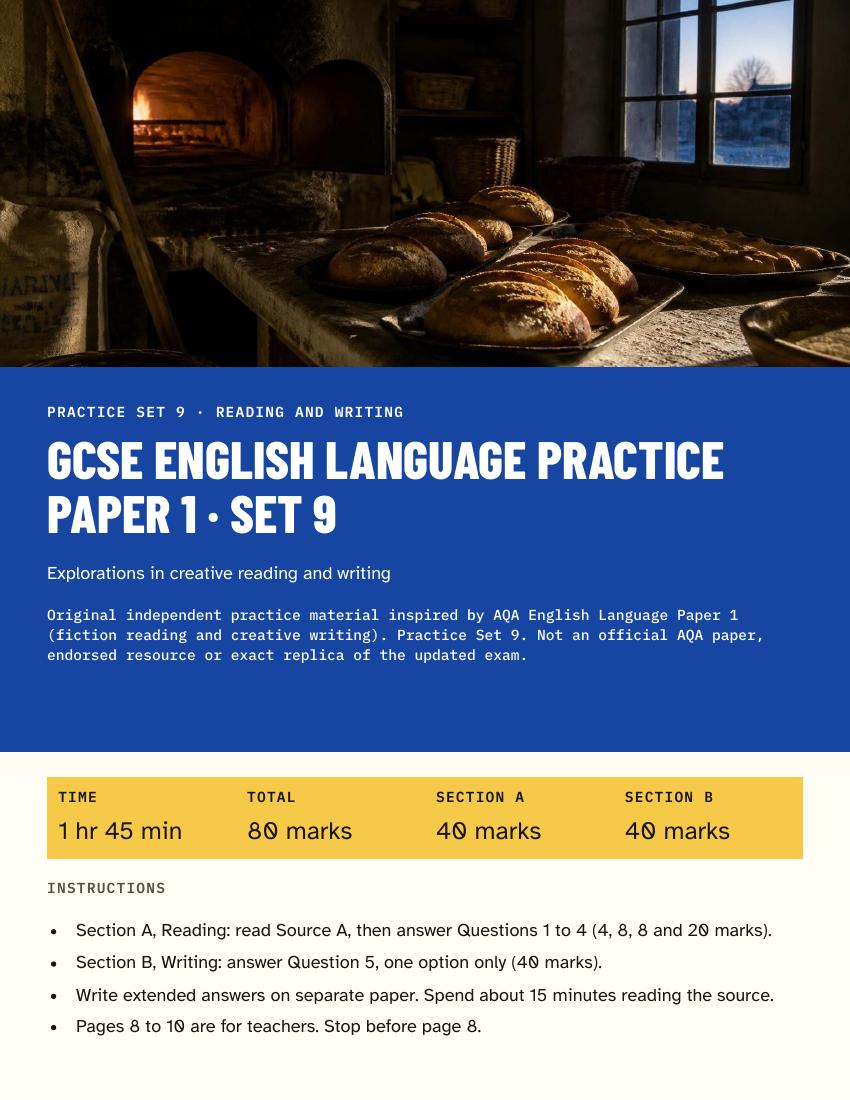 GCSE English Language Practice Paper Set 9 cover