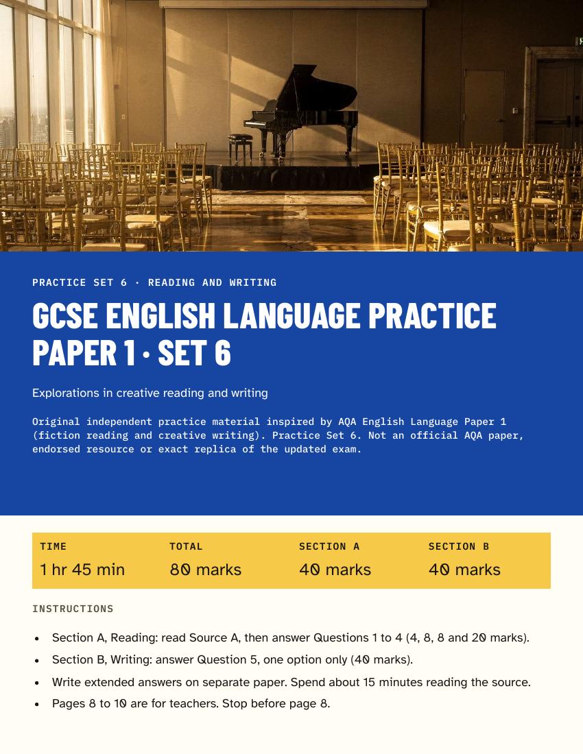 GCSE English Language Practice Paper Set 6 cover