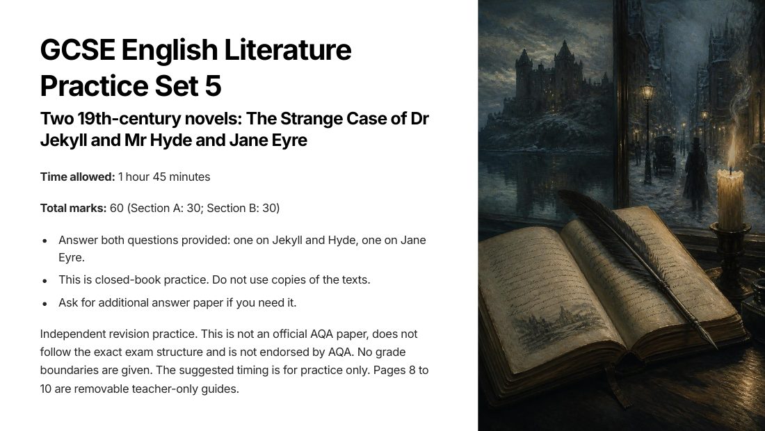 GCSE English Literature Practice Set 5 cover