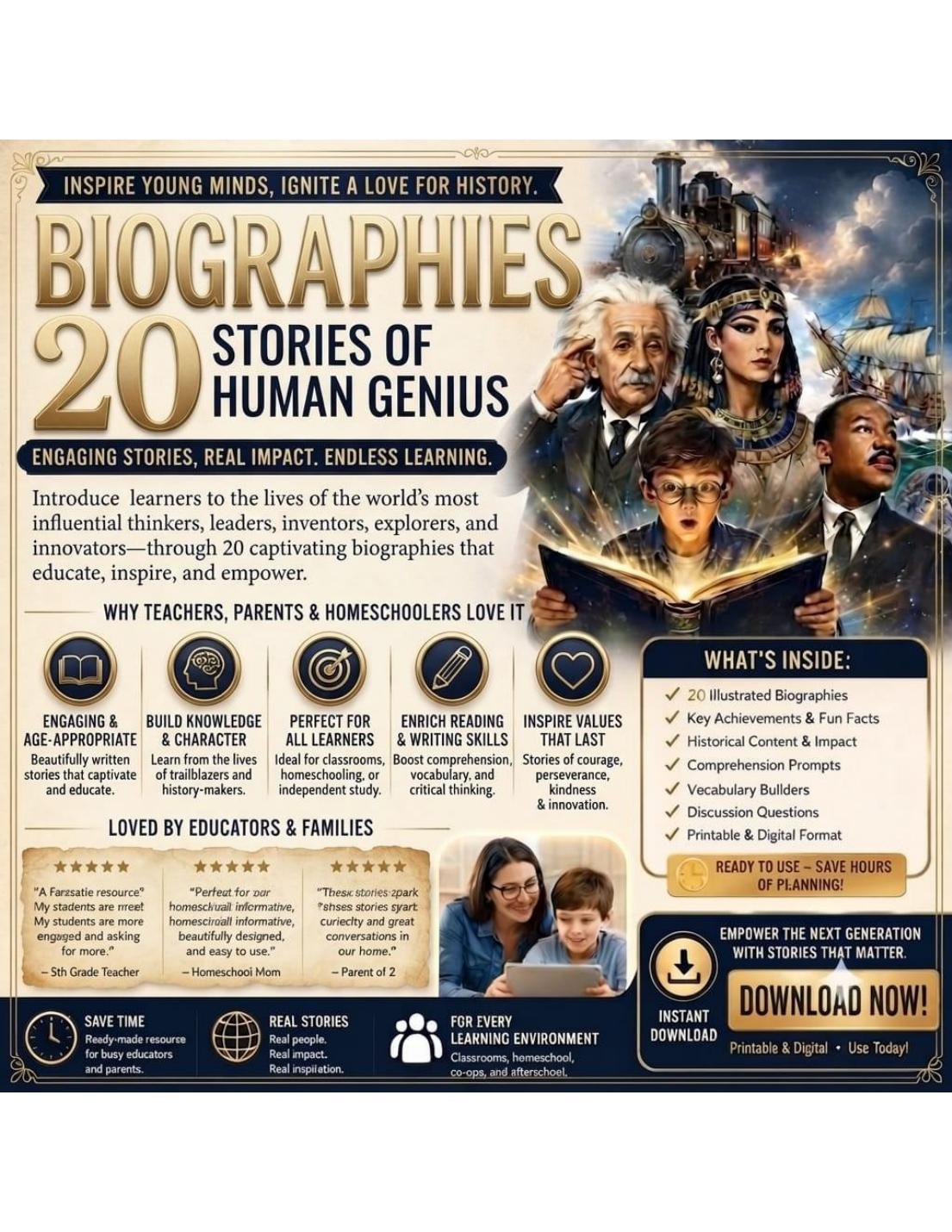 Biographies — 20 Stories of Human Genius (Pack 2) cover