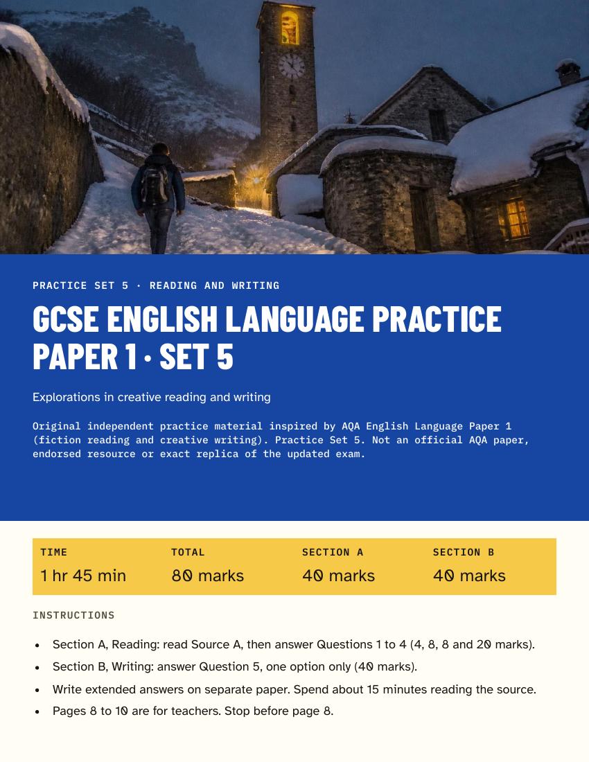 GCSE English Language Practice Paper Set 5 cover