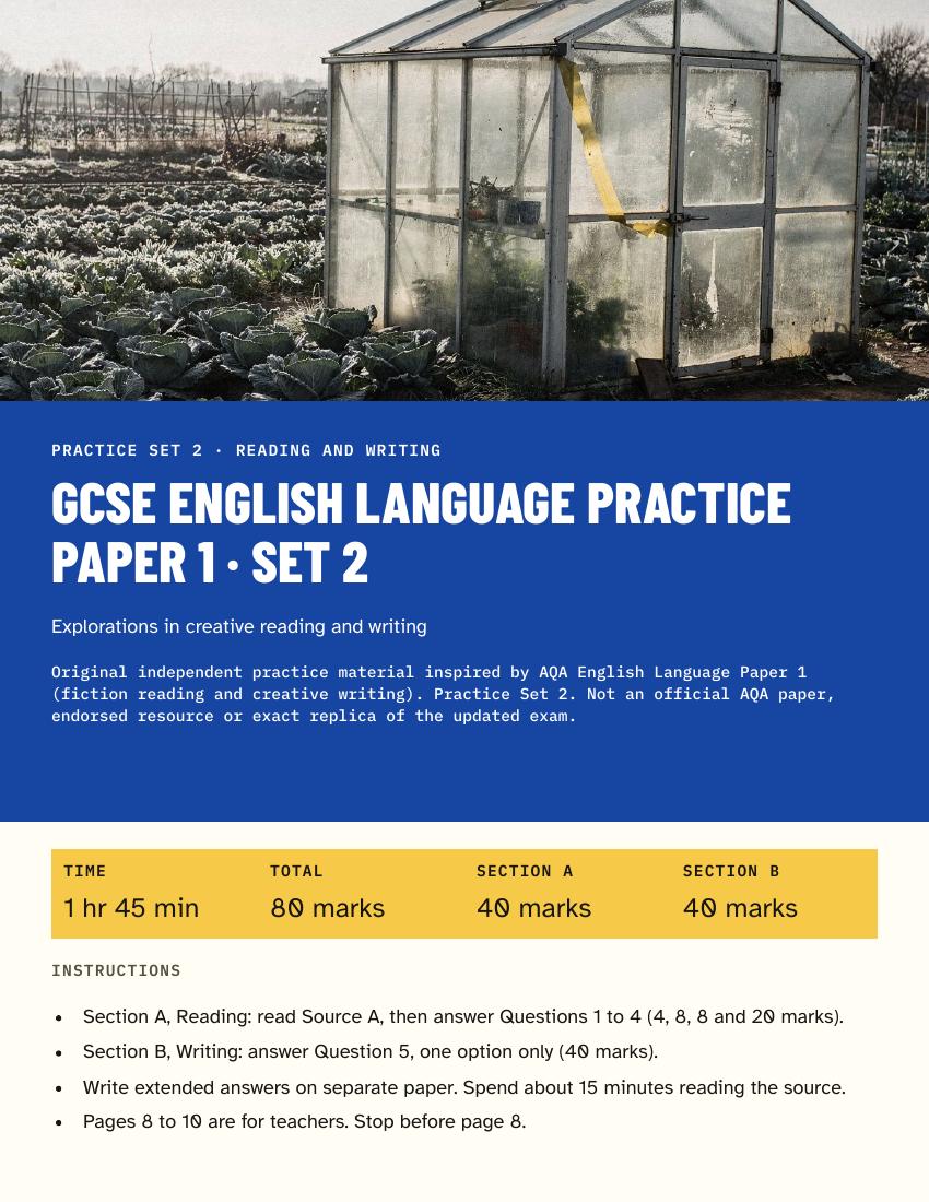 GCSE English Language Practice Paper Set 2 cover