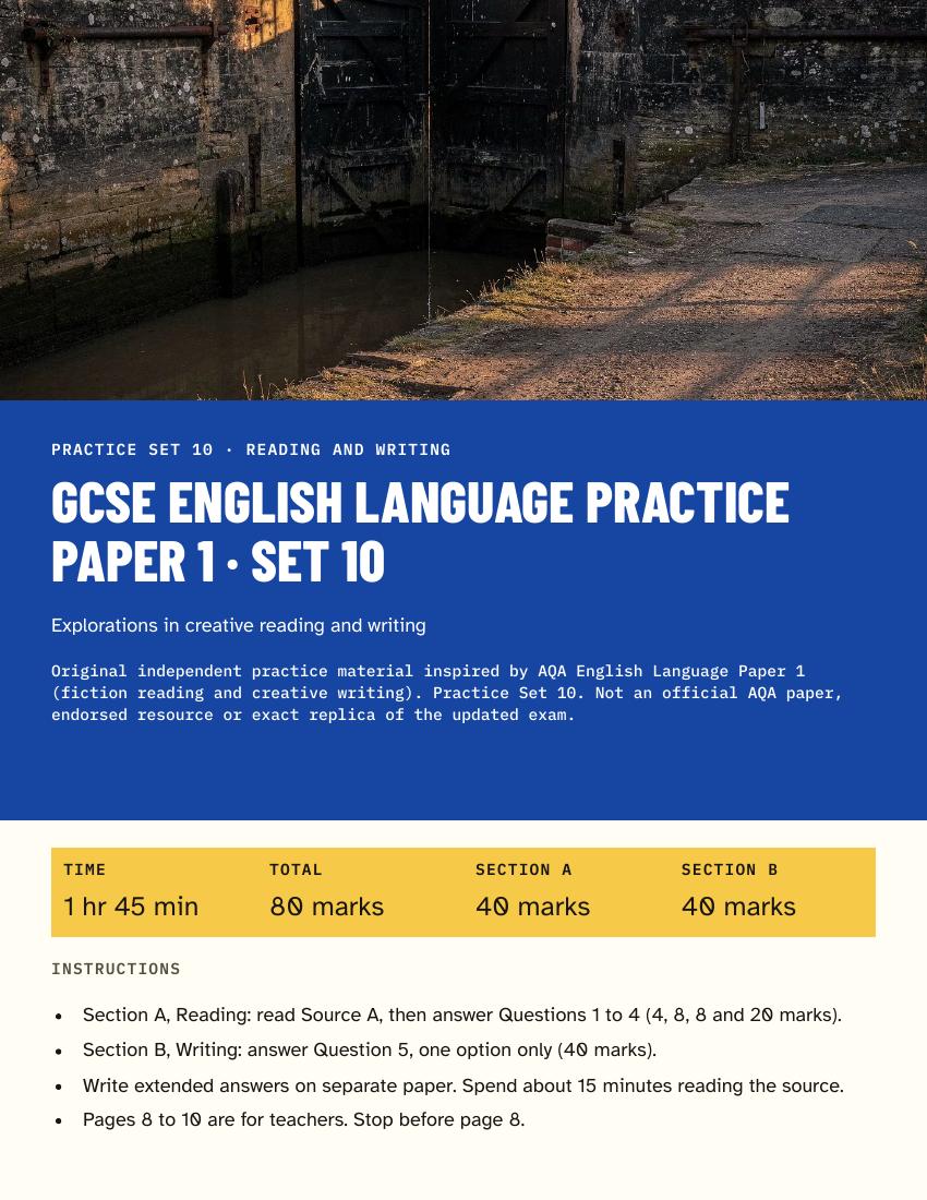 GCSE English Language Practice Paper Set 10 cover