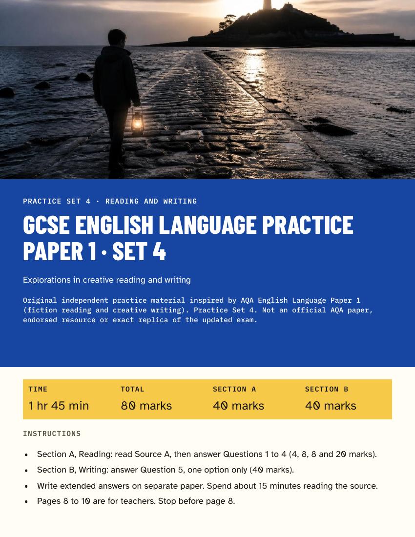 GCSE English Language Practice Paper Set 4 cover