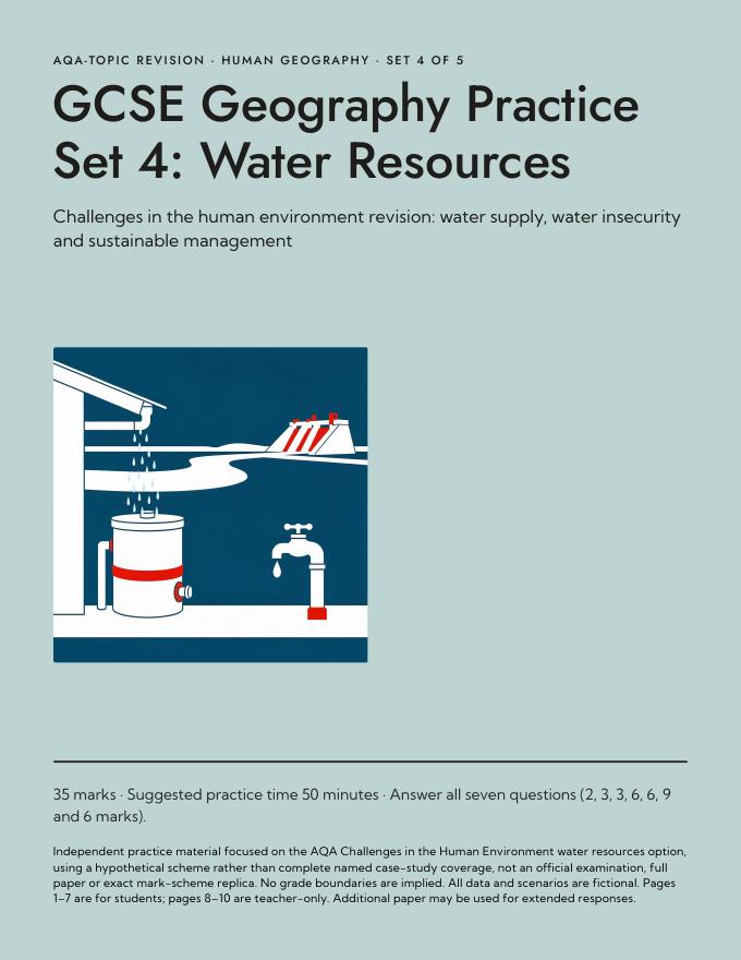 GCSE Geography Practice Set 4 Water Resources cover
