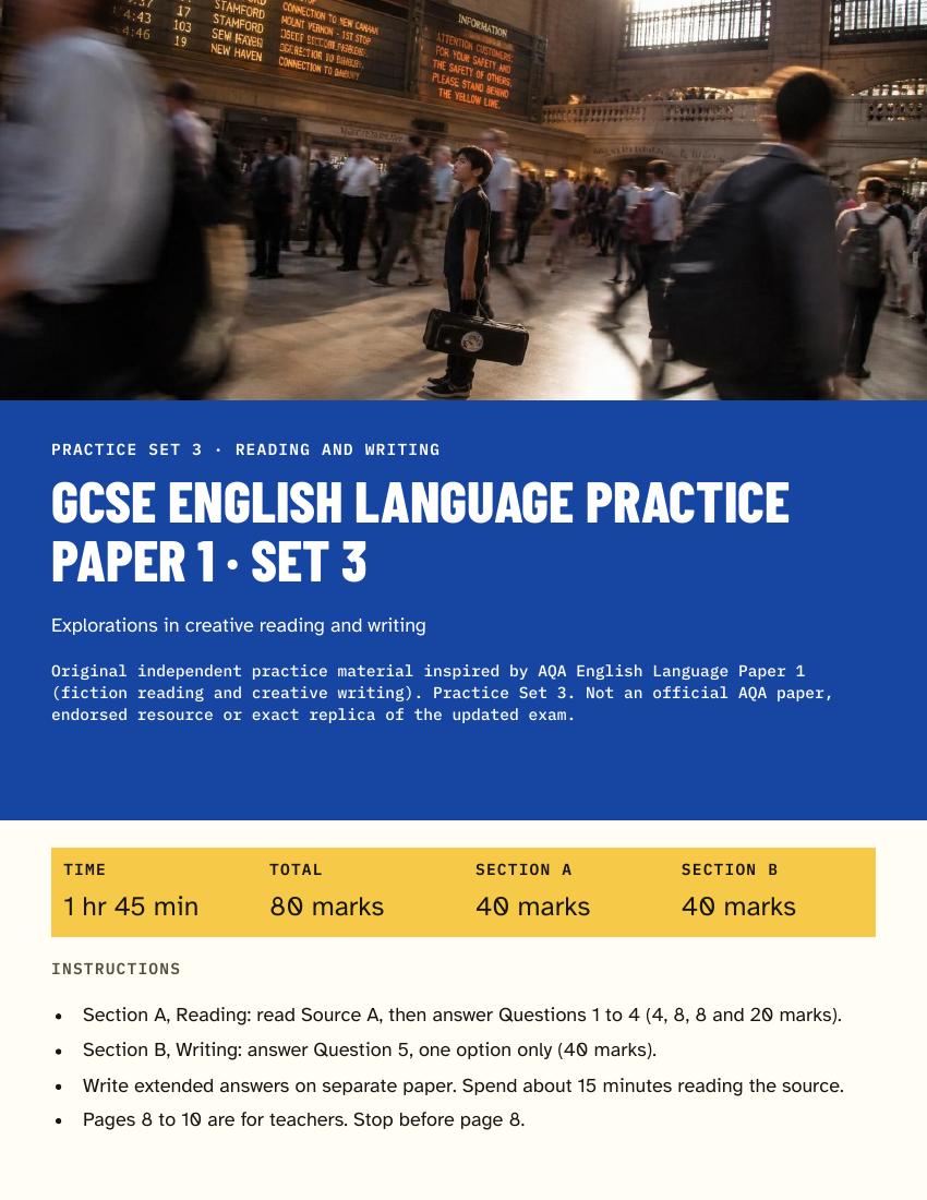 GCSE English Language Practice Paper Set 3 cover