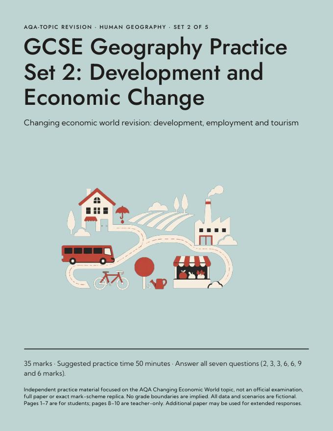 GCSE Geography Practice Set 2 Development and Economic Change cover