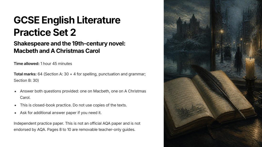 GCSE English Literature Practice Set 2 cover