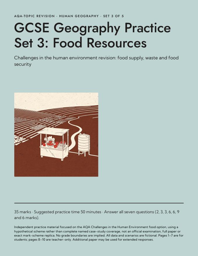 GCSE Geography Practice Set 3 Food Resources cover