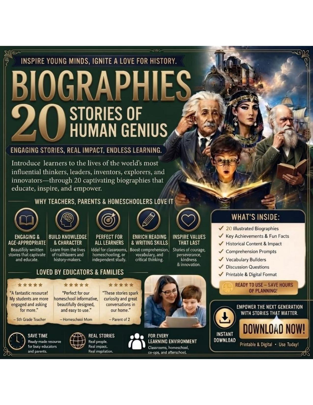 Biographies — 20 Stories of Human Genius cover