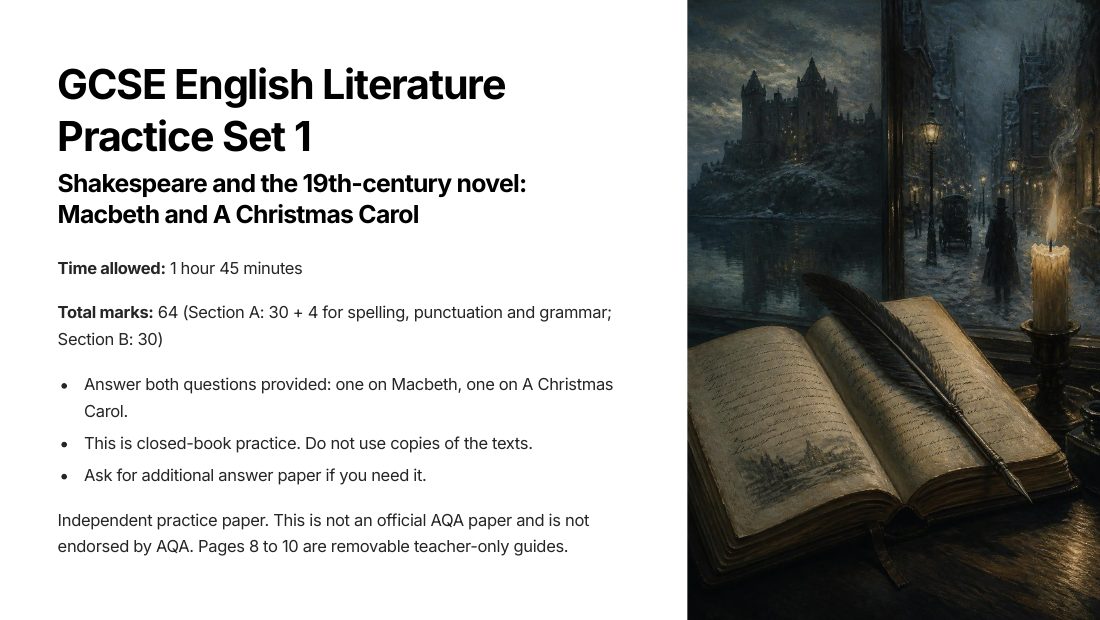 GCSE English Literature Practice Set 1 cover