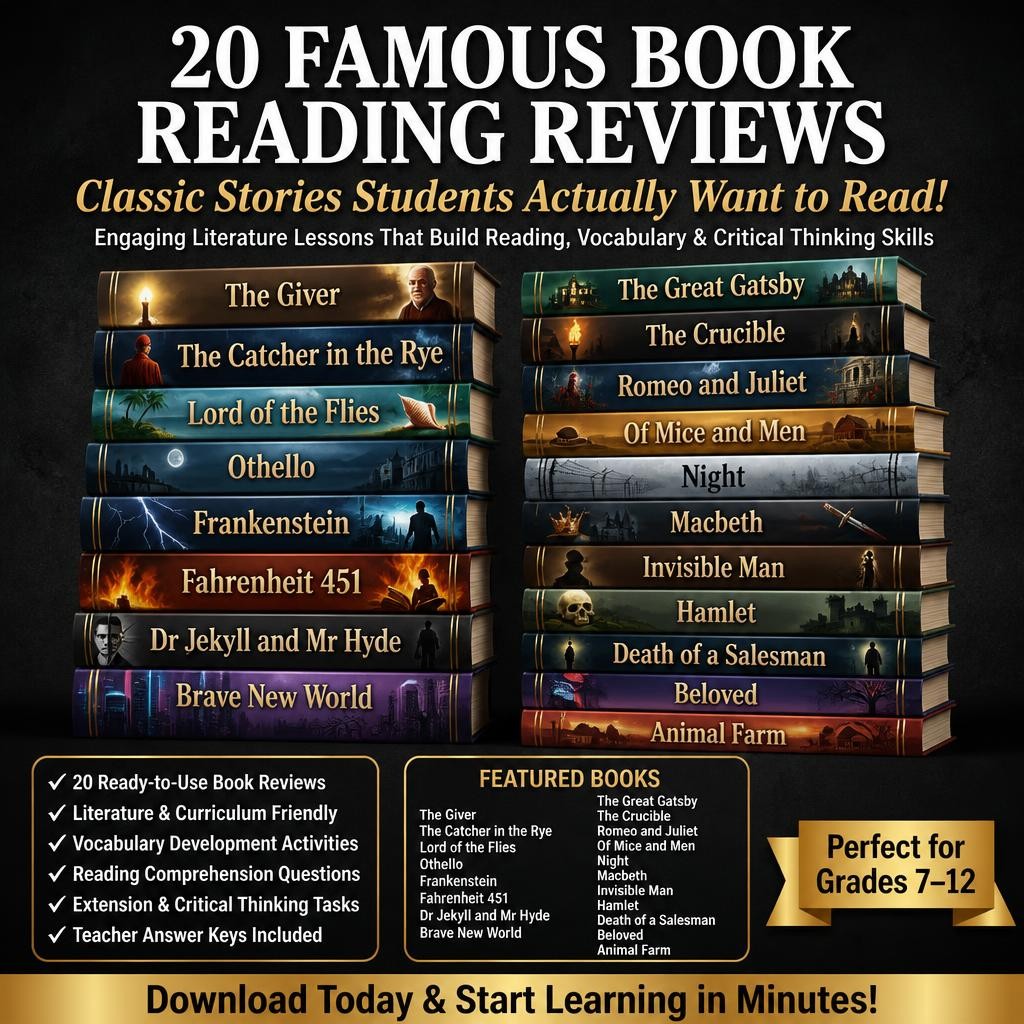 20 Famous Book Reading Reviews — Study Guide Bundle cover